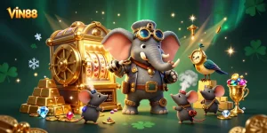 Engage with VIN88's thrilling slot experience featuring a steampunk casino atmosphere