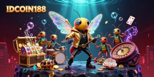 Experience thrilling gaming with IDCOIN188's vibrant 3D casino scene, featuring lively characters and rich elements.