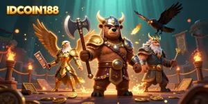 Experience the thrilling gameplay at IDCOIN188 with vibrant slot elements and dynamic characters.