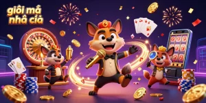Engaging 3D cartoon scene showcasing giải mã nhà cái with hyenas at a casino, emphasizing humor and excitement.
